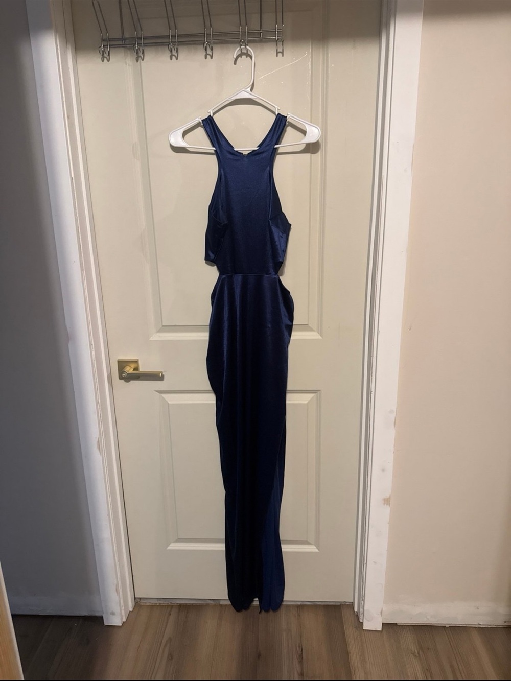 Navy Blue Sleeveless High-Neck Maxi Dress